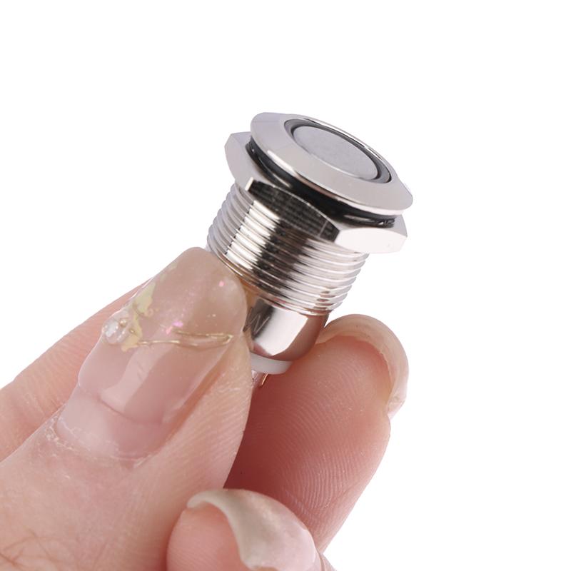 Водонепроницаемая металлическая кнопочная кнопка 12 мм со светодиодной подсветкой, мгновенная/фиксирующая, переключатель питания двигателя автомобиля, металлическая фиксирующая кнопочная кнопка