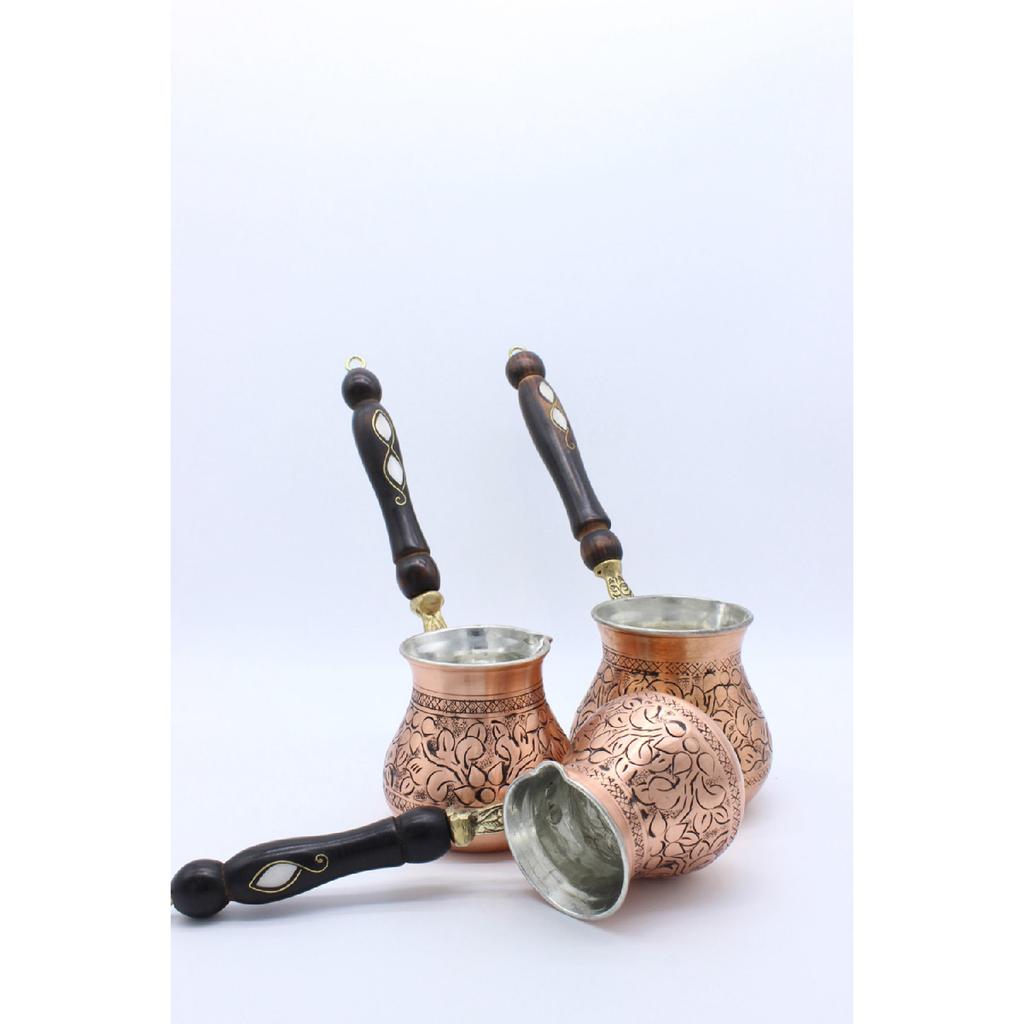 Газиантеп ручной работы подлинный антикварный медный цветной набор из 3 медных кофейников