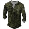 Henry's Shirt Men Autumn Long Sleeve 3D Digital Print Casual T Shirt Men Sport Button T Shirt
