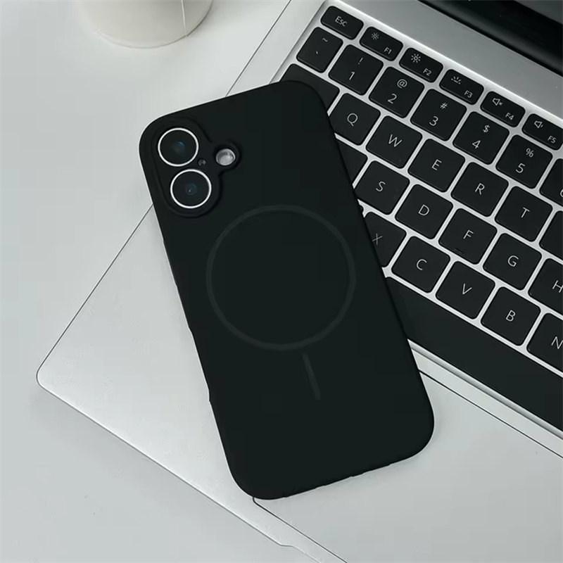 Ультратонкий силиконовый чехол для телефона Magsafe для iPhone 14 12 13 15 16 Pro Max Plus, сплошной матовый чехол для беспроводной зарядки