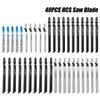 40pcs Reciprocating Jigsaw Blades Set T-Shaft HCS Assorted Jig Saw Blades For Wood Metal Plastic Pipe Cutting Woodworking Tool