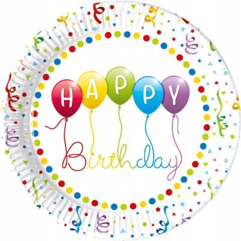 Talerzyki Happy Birthday, 23 Cm, 8 Szt.