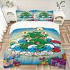 3Pcs Christmas Smurf Celebration Bedding Sets For All Sizes New 3D Printed Bed Cover Comforter Duvet Cover Pillowcase Bedroom Decoration
