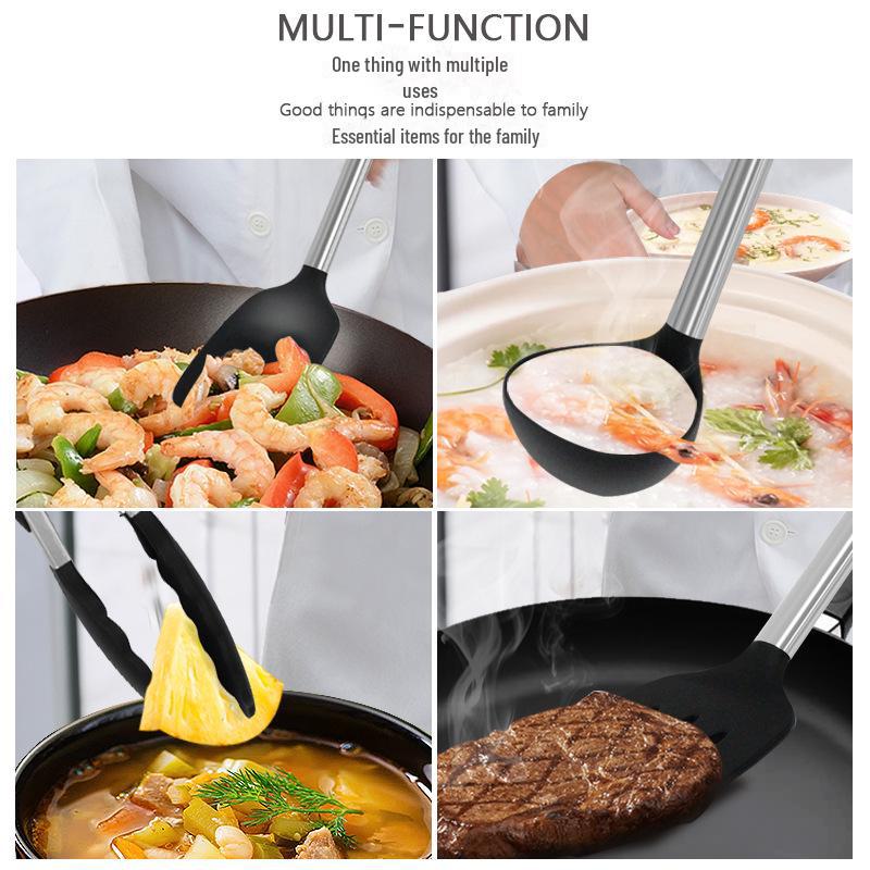 Silicone & Stainless Steel 15-Piece Non-Stick Kitchenware Set: Spatula, Soup Spoon, More.