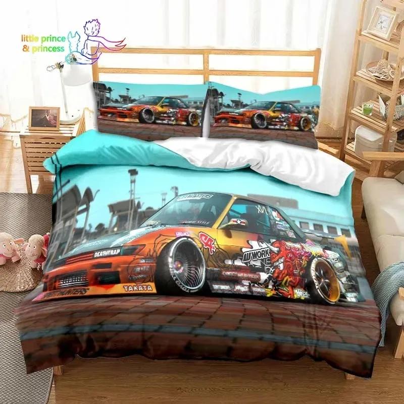 Drift Cars Cool Racing Car Comfortable Duvet Quilt Cover Pillowcase Bedding Set Children Bedroom Decoration Home Textile