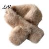 Soft Warm Wrap for Winter Coat Plush Cross Scarf Stylish Faux Fur Neck Warmer Warmer Women Double-Sided Thermal Elegant Scarf Ladies Girls