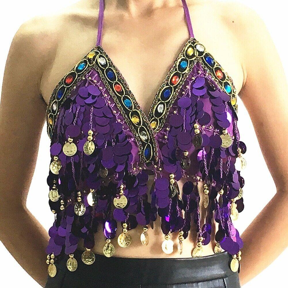 Women Dance Wear Nightclub Tassel Belly Dance Bra Halter Bra Show Costumes Performance Top