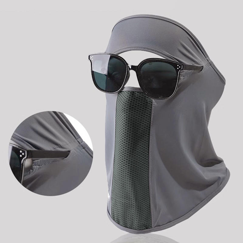 Facial Gini Summer Sports Cycling Scarves Mask Neck Protection Anti-uv UPF50+ Ice Silk Sunscreen Mask Face Veil with Eyeglass Hole Solid Color