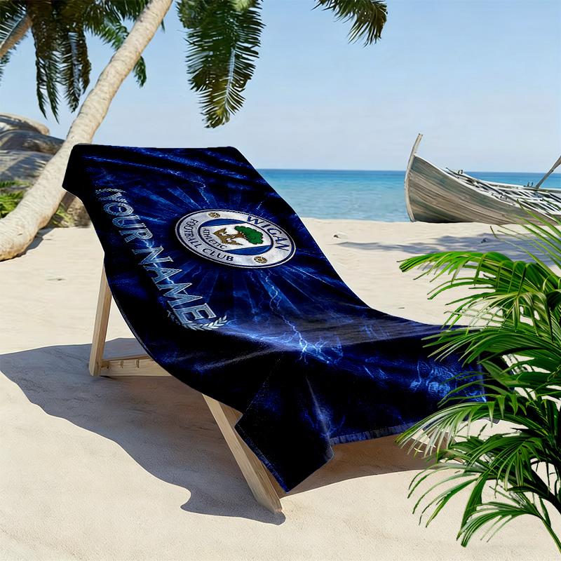 Wigan Athletic F.C Print Beach Towel, Large Soft Quick Dry Towel for Beach Camping Swimming