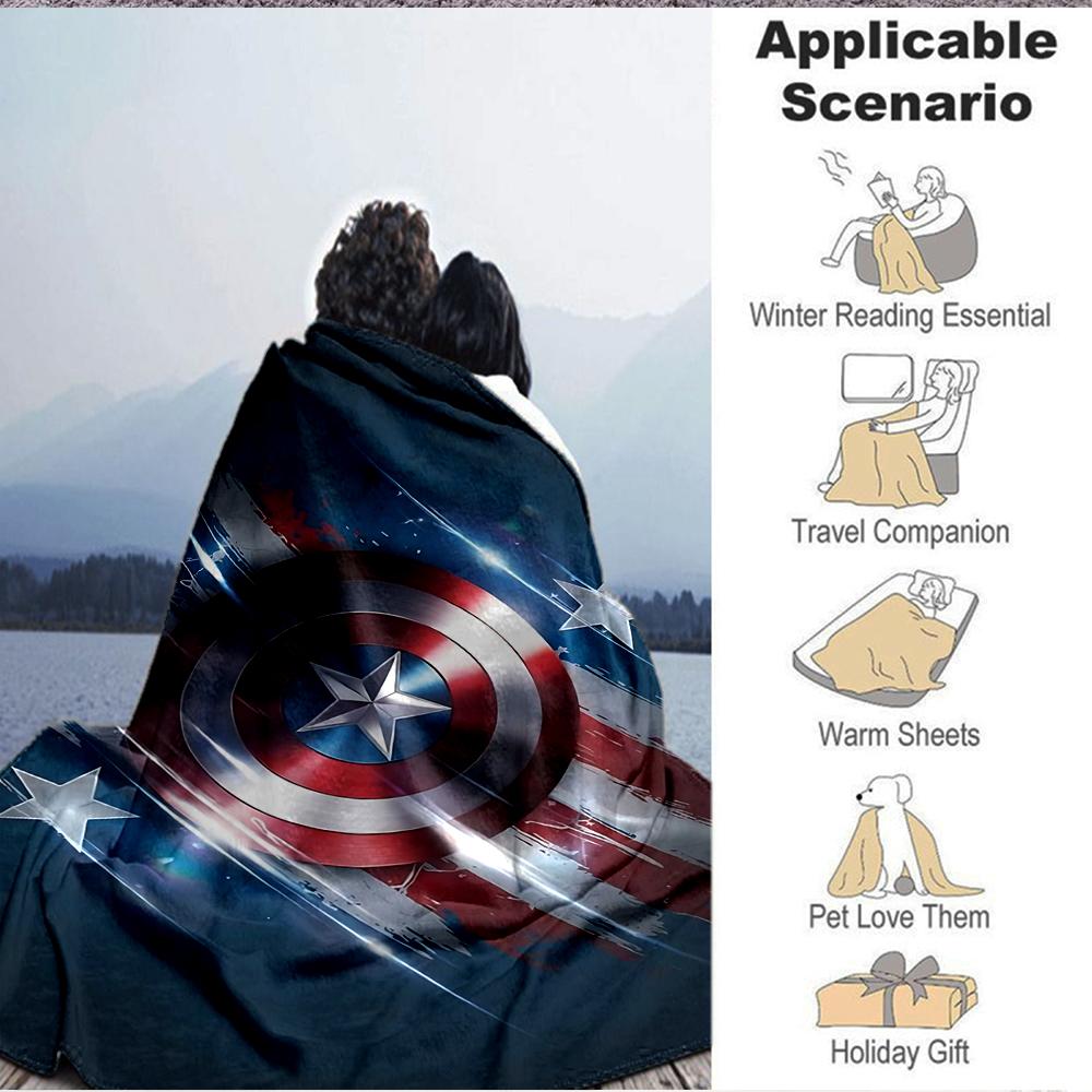 1Pc Captain America Shield Flannel Blanket, Soft And Comfortable, Casual Warm, Camping Travel, Christmas, Halloween Xmas Gift S1116