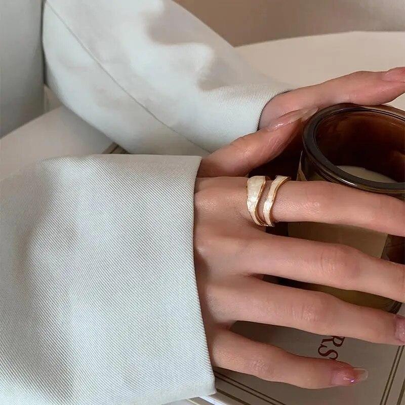 Ретро золотого цвета, двойные открытые кольца с каплей масла, женские роскошные нерегулярные регулируемые кольца на палец, новые модные свадебные украшения, подарок