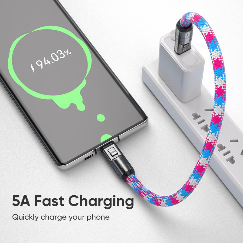 2 в 1 240 Вт USB Type C Шнурок Кабель для передачи данных 5A PD3.1 Быстрая зарядка Для iPhone 17 16 15 Samsung iPad MacBook Huawei Противопотерянный Шнурок