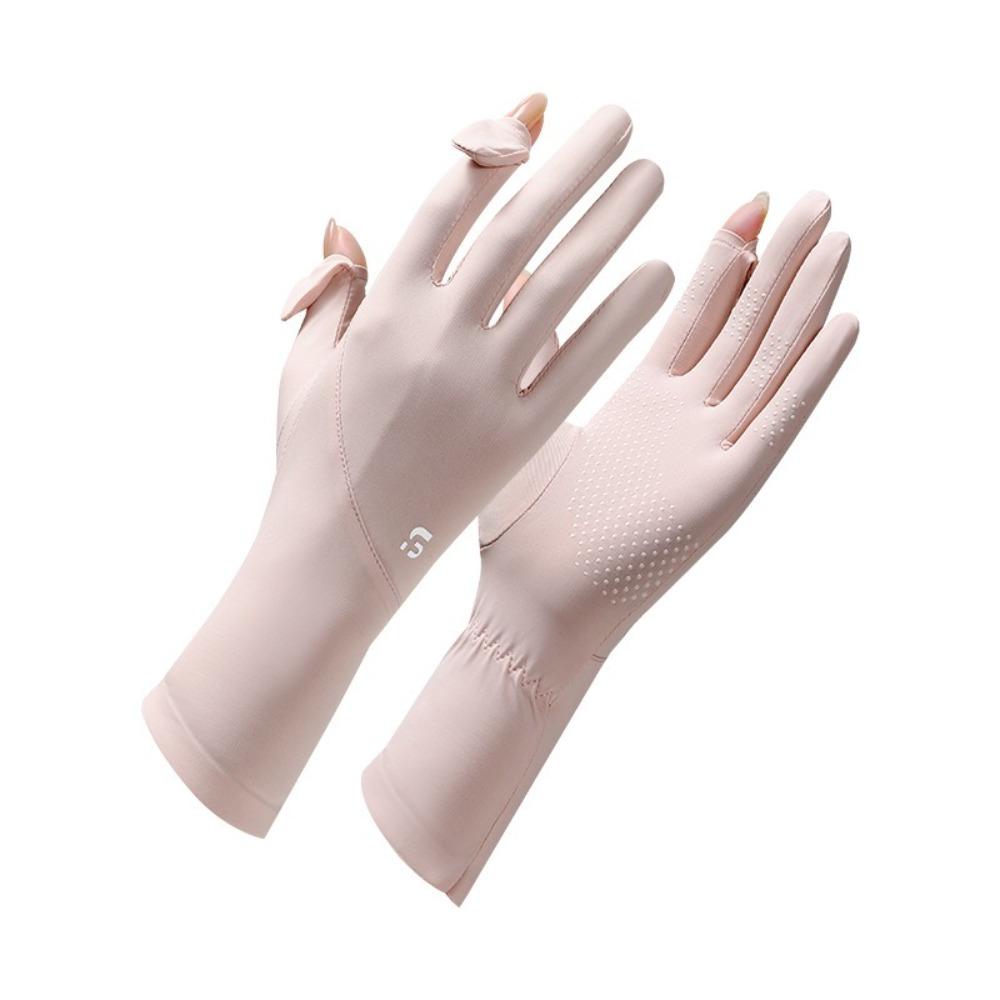 Flip Finger Sunscreen Gloves Anti-UV Driving Mittens New Ice Silk Gloves Women Men