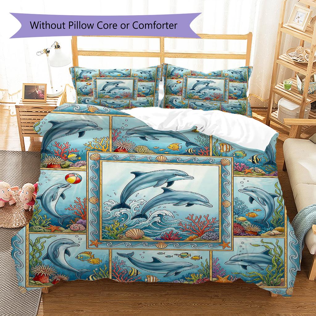 Retro Oil Painting Art Pattern Bedding,Quilt Set Quilt Cover Pillowcase Home Birthday Gift (1 * duvet cover + 2 * pillowcase, without core)