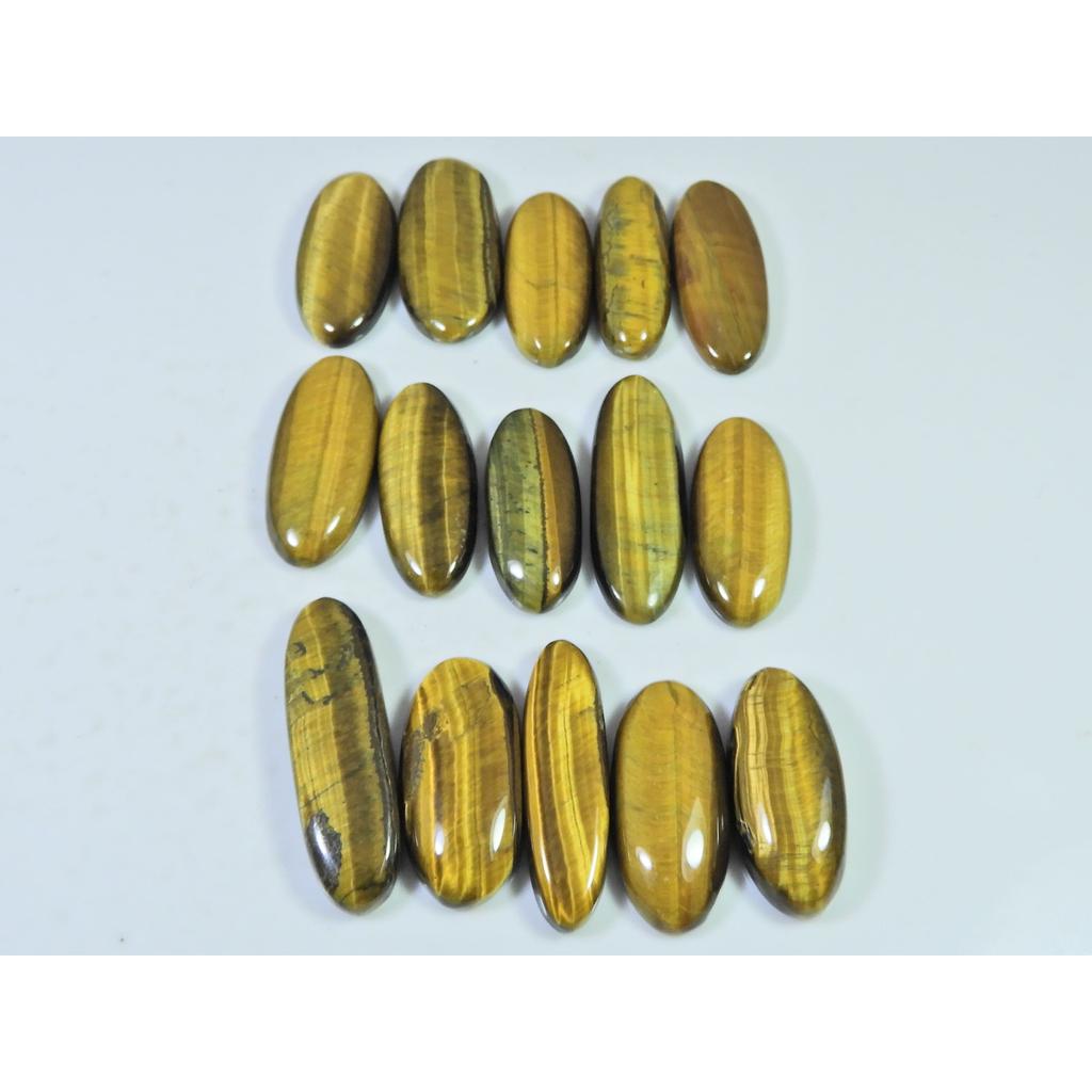 280Cts. Natural Tiger Eye Oval Cabochon Loose Gemstone 15Pcs Lot 27-33 MM C-728
