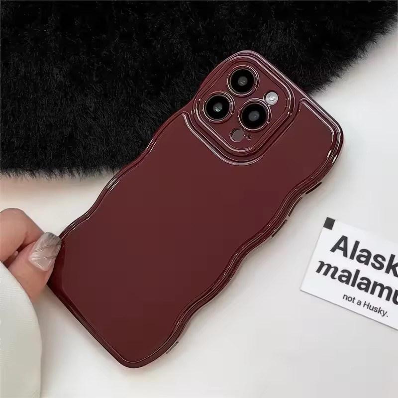 Воздушная подушка Wave великолепный винно-красный чехол для телефона iPhone 16 15 14 13 12 11 Pro Max Plus защитный противоударный мягкий чехол