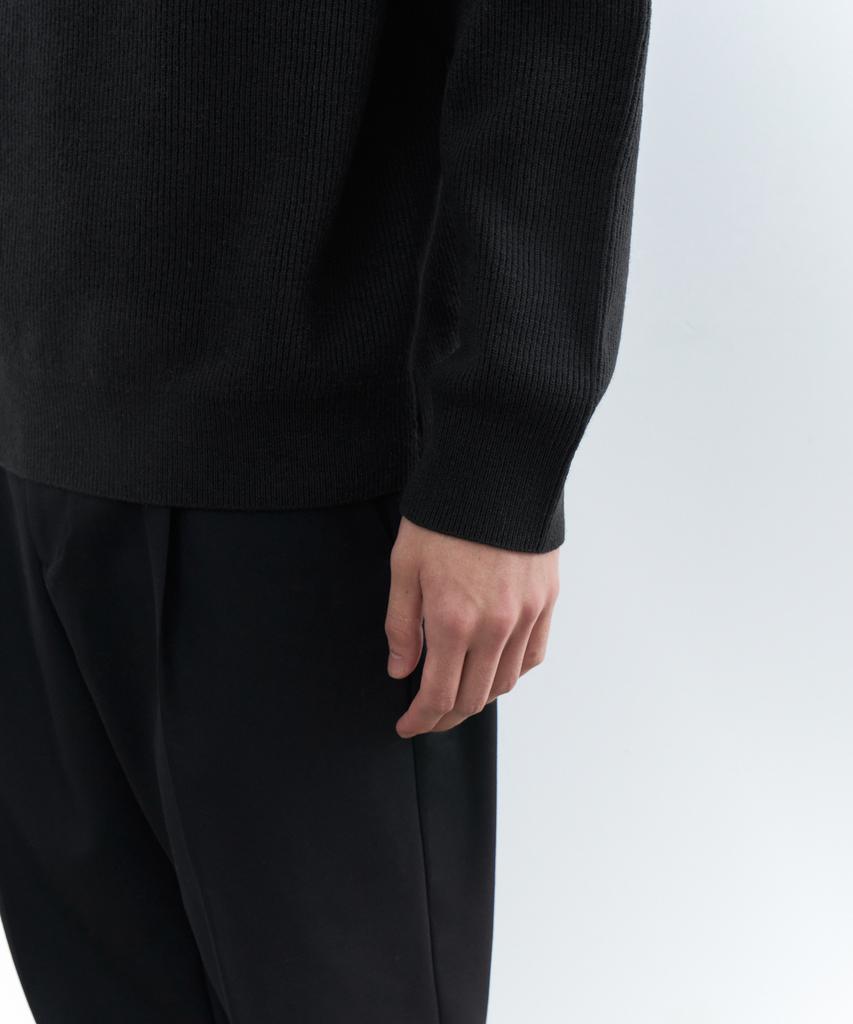 Musinsa Standard [Victoria Wool] Минималистичный ребристый джемпер с круглым вырезом [Темно-серый]