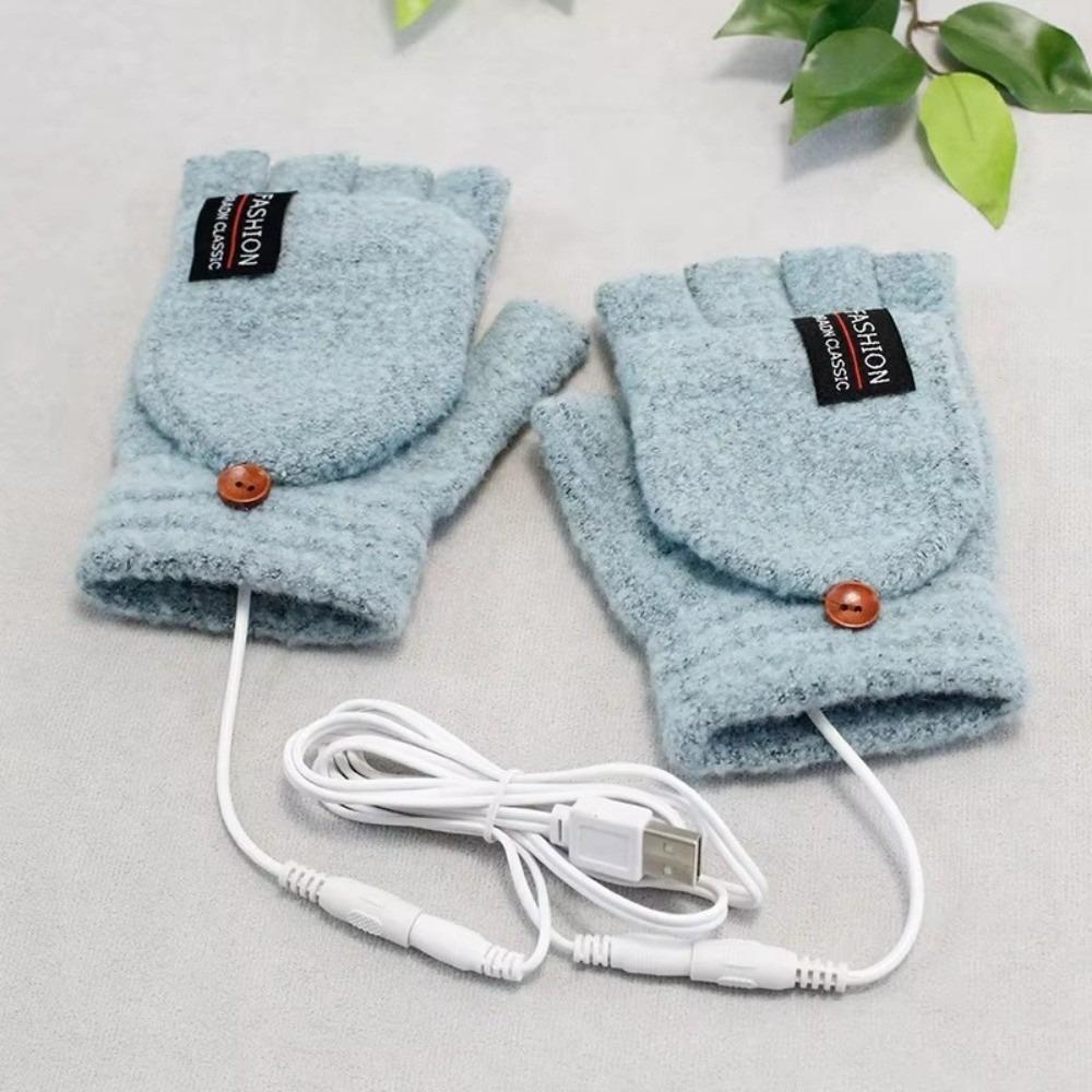 Унисекс USB Электрические Греющие Перчатки С Откидной Крышкой Сенсорный Экран Зимние Нагревающие Перчатки Сохраняют Тепло Вязаные Грелки Для Рук Для Улицы