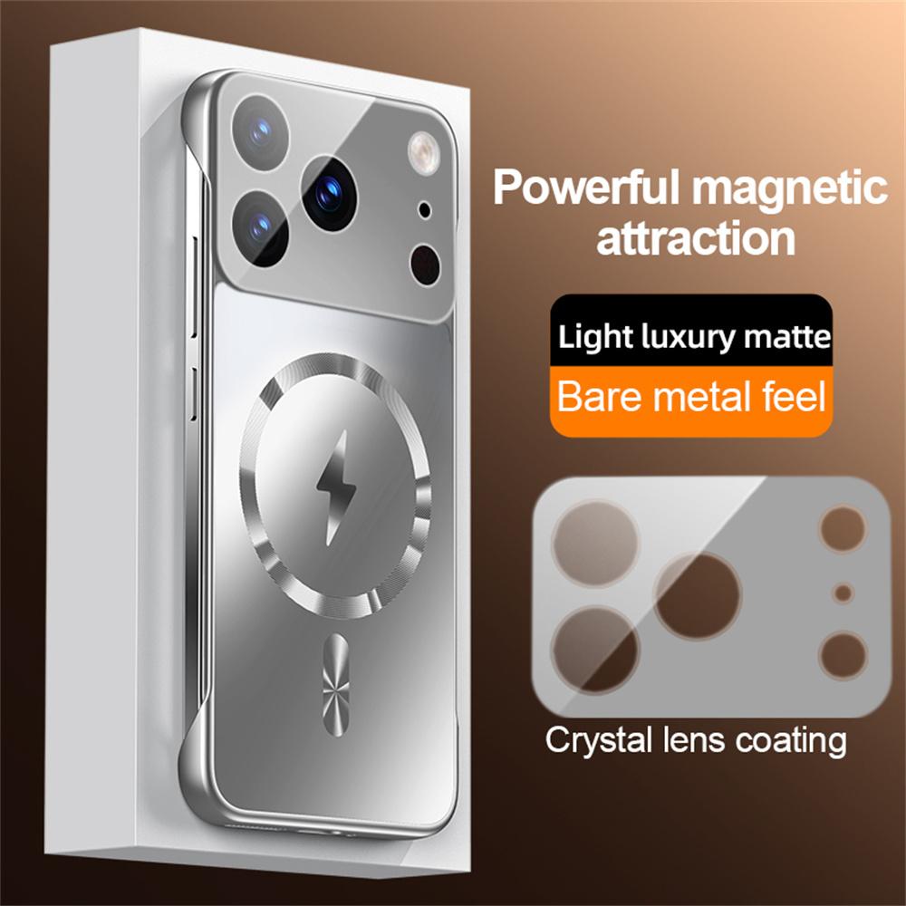 For Magsafe Ultra Thin Frameless Nano AG Frosted Phone Case For 17 Air 16 15 14 13 12 11 Pro Max Wireless Charging Cover