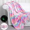 Glow In The Dark Blanket Unicorn Blanket Luminous Warm Flannel Blankets Bedroom Magic Blankets Super Cozy Plush Siesta Leisure Coverings