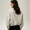 Womens Winter Wool Blend Coat Loose Fit Casual Tweed Jacket With Notched Collar Button