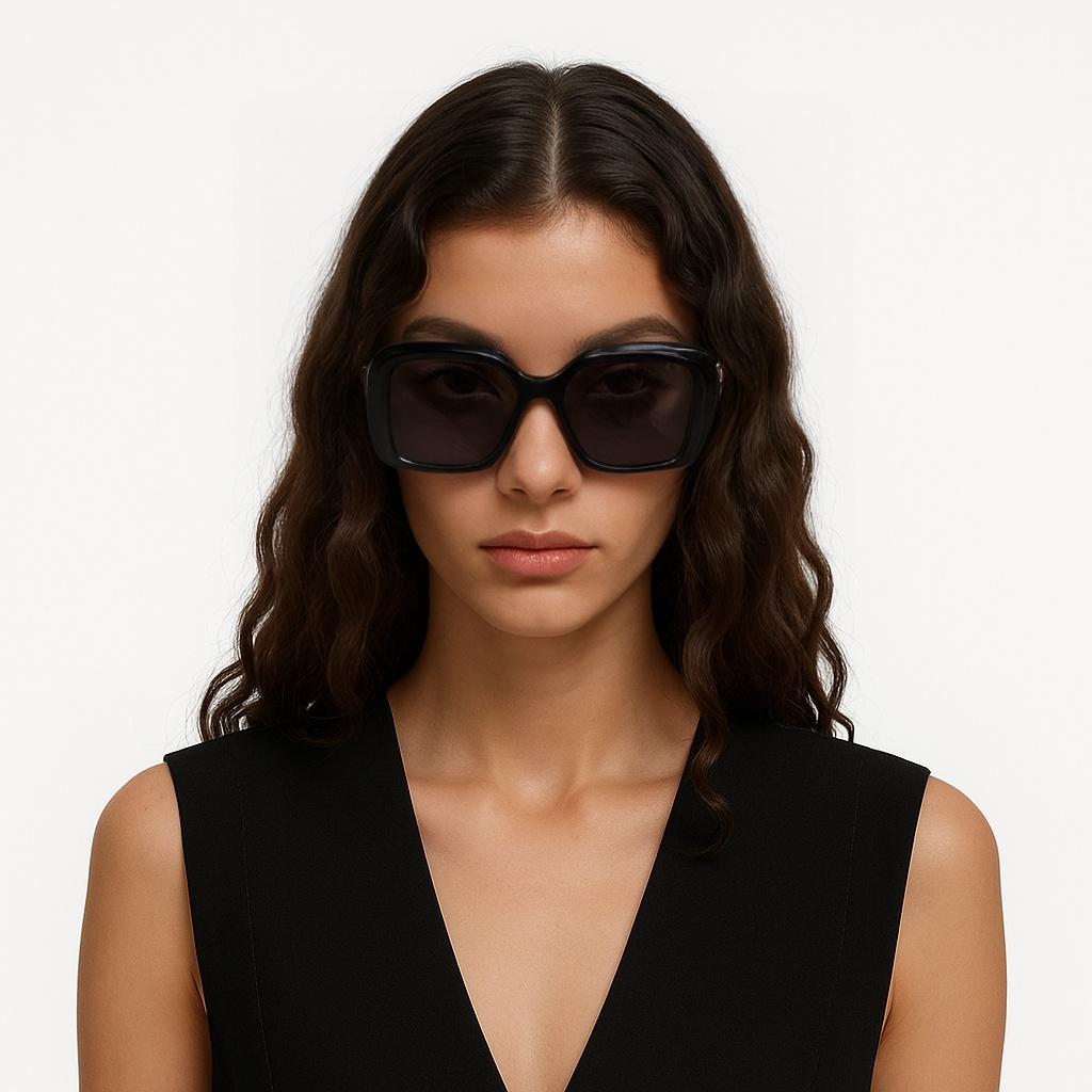 Chanel Sculpted Logo Acetate Irregular Shape Sunglasses Women sunglasses Black CH5518C501T8