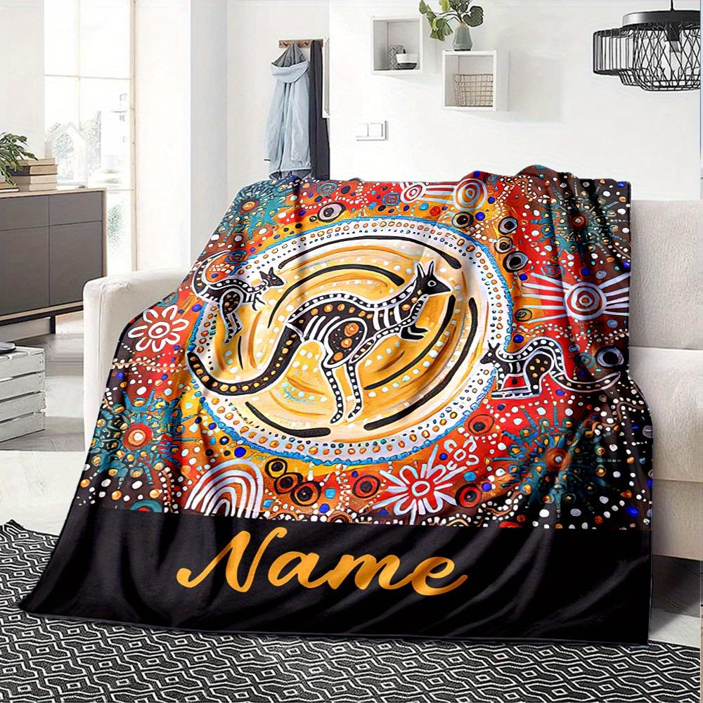 Home Customize Your Name Blankets Kangaroo Design Comfortable Soft Lightweight Allseason Multipurpose Blanket For Picnics Sofas Offices Beds Living