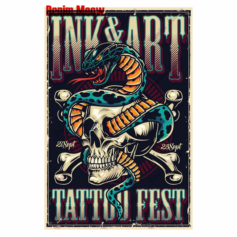 Студия винтажной татуировки, металлическая жестяная вывеска, красивая девушка, металлическая табличка, татуировка красивая девушка, ретро-декор стен, декор комнаты, WY36