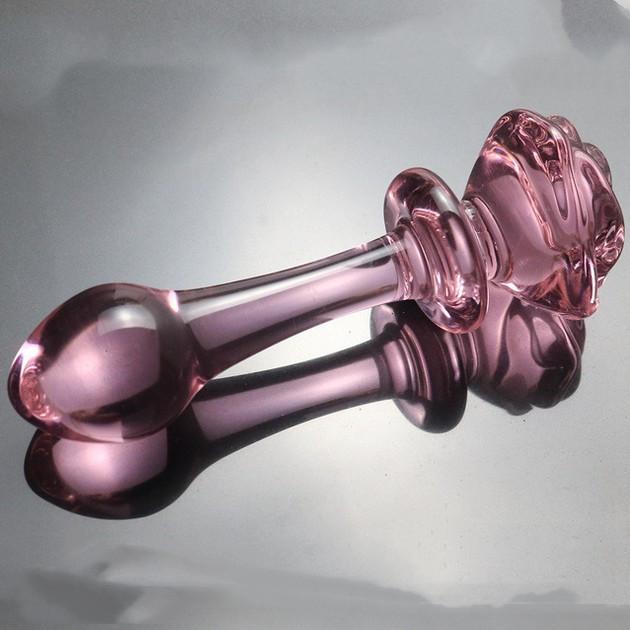 Anal masturbation Glass anal plug pink Four beads pull bead Rose 3.5cm BDSM SM Sex Toys unisex Gay' Anal Expansion Massage Thread