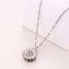 Trendy Rotation Spin Sunflower Stainless Steel Zircon Necklaces For Women Metal Crystal Necklace Party Birthday Gifts Zircon
