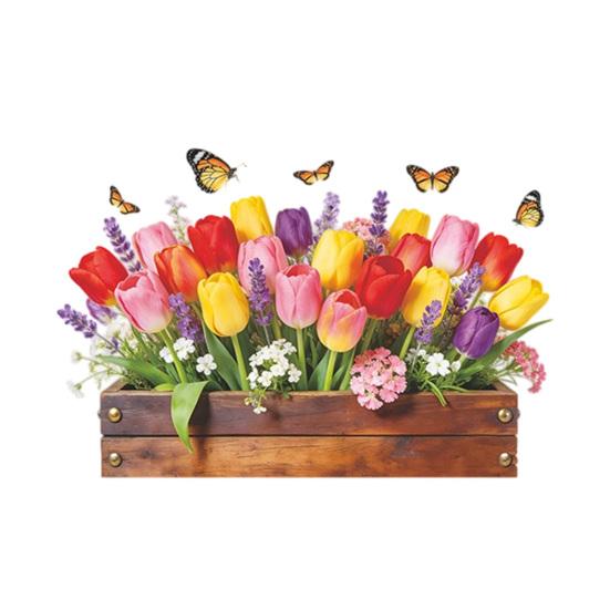 Tulip Flower Wall Stickers Peel and Stick Wall Decals Vinyl Floral Stickers