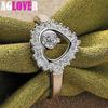 925 Sterling Silver AAA Zircon Heart Ring Charm Jewelry