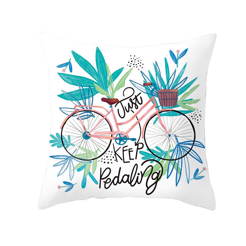 Flower and Grass Bicycle Pillow Cover for Home Ins Nordic Pillow Photo Small Fresh Cushion