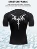 Mens Compression Short Sleeve T-Shirt Black Tribal Symmetry Graphic High Elasticity Stretch Fabric Gym And Running Athletic Top