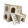 Wooden Hamster House Toy Bite Resistant Hamster Hideout House for Hamster Accessories Skipping Villa, 16x16x5cm