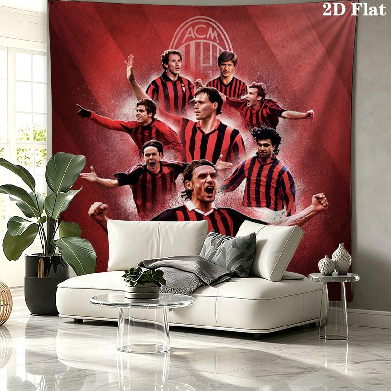 AC Milan Wall Tapestry Aesthetic Wall Hanging Printed Fabric Blanket Decorative Tapestries for Bedroom Living Room Home Decor