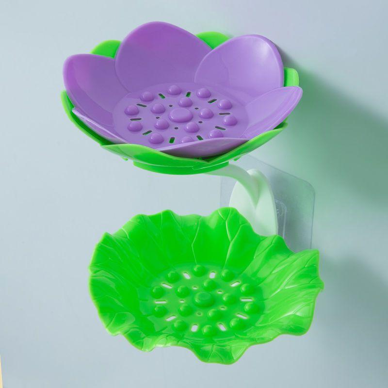 Креативная мыльница, настенная коробка для мыла с цветами, неперфорированная сливная стойка для ванной комнаты, бытовая мыльница для хранения