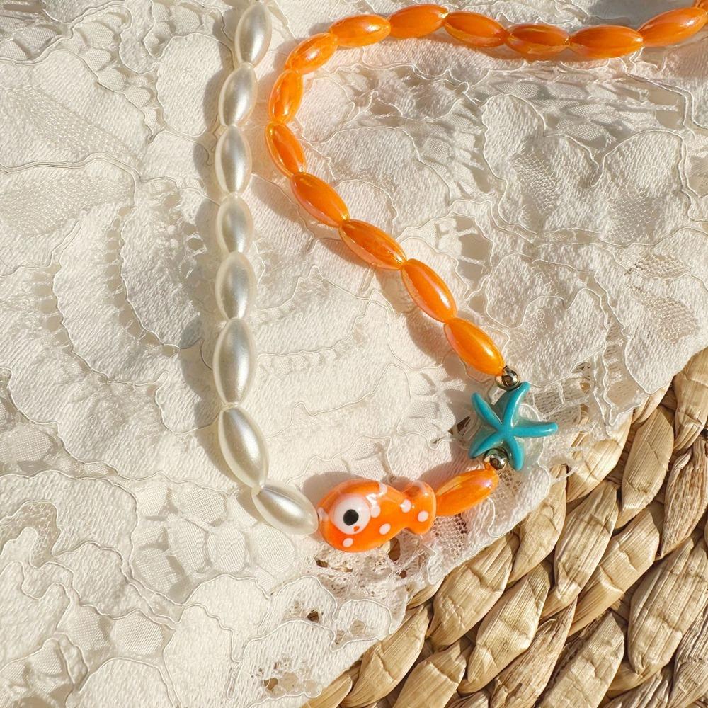 Jewelry Fish Pendant Necklace Bohemia Beads Chain Choker Trendy Mini Fish Necklace Summer