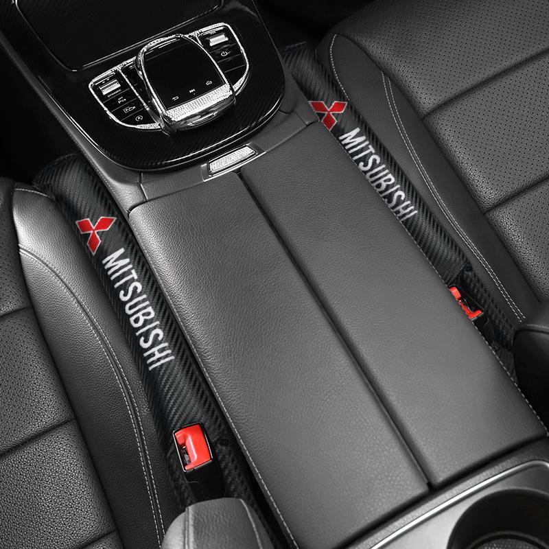 2/1Pc Carbon Fiber Car Seat Gap Filler Soft Pad Interior Accessories For Mitsubishi Outlander Lancer EX ASX L200 RALLIART Pajero