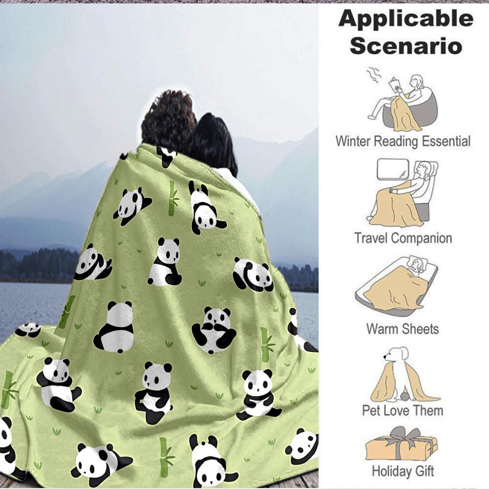 1pc Panda Pattern Blanket, Lightweight Flannel Blanket for Sofa, Bed, Travel, Camping, Living Room, Office,019