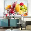 Здоровая еда Кухонный плакат Холст Картина Коктейли Смузи Яблоко Апельсин Виноград Картинки Настенное искусство Для дома Ресторан Декор