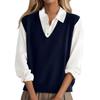 Fashionable Girls V-neck Knitted Vest All-match Waistcoat Temperament Casual Sweater