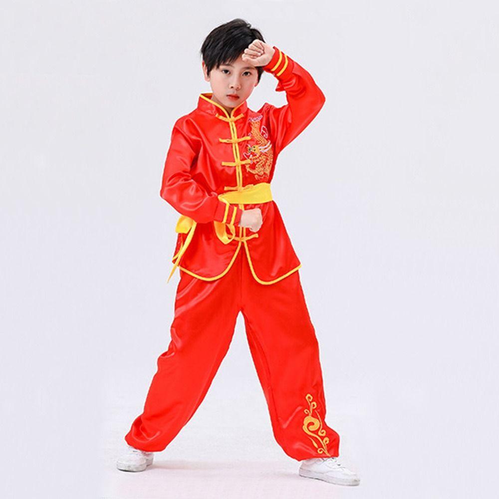 Traditional Wushu Costume Long Sleeves Tai Chi Uniform Fashion Kungfu Uniform Kids Boys Girls