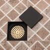 JIENI 4 Inch Square Matte Black Waste Shower Water Floor Drain Tile Insert Polished Stainless Steel Metal Modern for Home Hotel