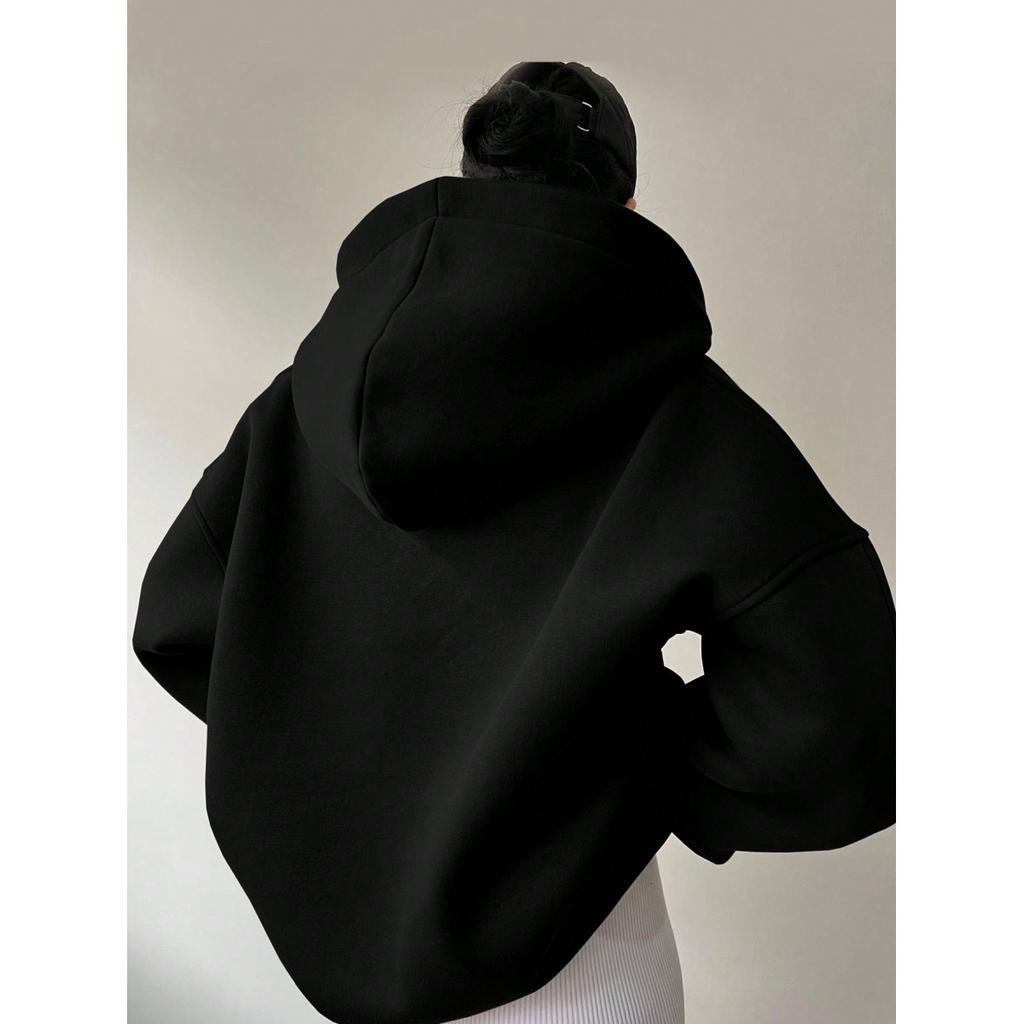 Women's Solid Color Casual Sports Loose Long-sleeved Hooded Sweatshirt