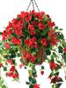 1Pc Wall Hanging Basket Artificial Plants and Hook Soft Gum Bougainvillea Hanging Basket Fake Flowers Decoration Flower Basket Home Decoration Rattan