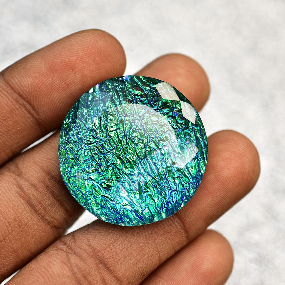 Lab-Created Opal Loose Gemstone Multicolor 74.6 ct Round 30x30mm October Birthday Birthstone