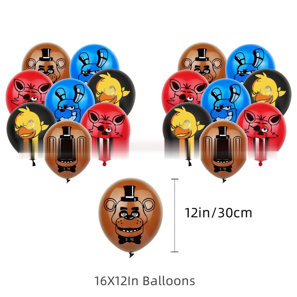 Funtime Freddy Birthday Decoration Party Set FNAF Game Anime Character Children Cute Funny Boys Girls Red Black Blue Brown Happy Birthday Garland