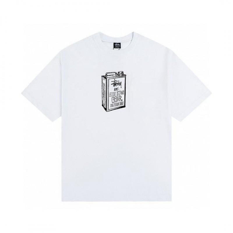Футболка Stussy с коротким рукавом для подростков Свободный крой Хлопок 270 г Круглый вырез Повседневная одежда