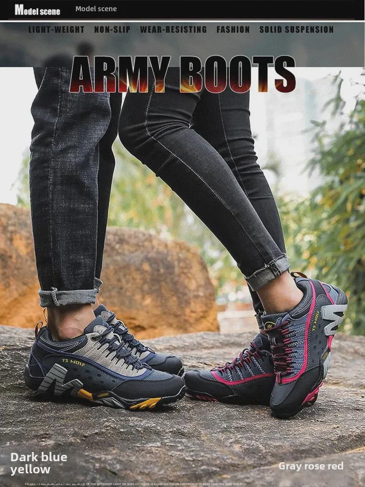 Мужские и женские водонепроницаемые походные ботинки из натуральной кожи — дышащая, нескользящая обувь для активного отдыха на весну/осень.